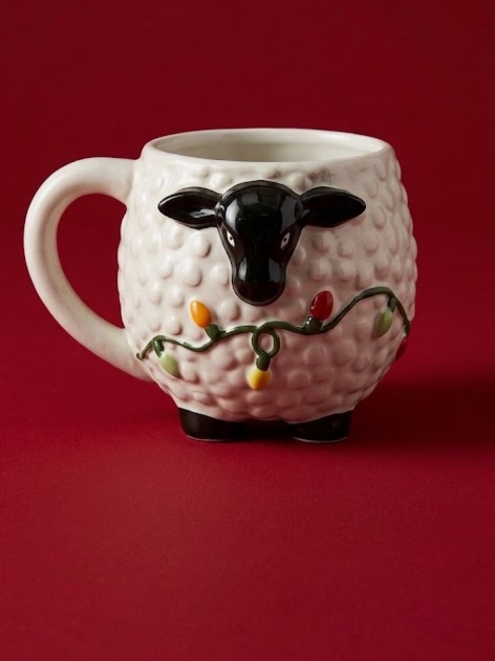 Anthro Sheep Mug with Festive Lights